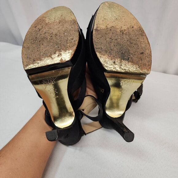 JOAN & DAVID Size 8.5 Davaleria Black Platform Ankle Strap Sandals Heels Stilett - Picture 10 of 11